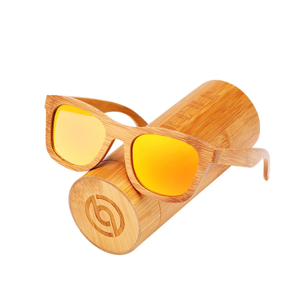 Barcur retro men sun glasses women polarized sunglasses bamboo handmade wood beach wooden oculos de sol - orange box