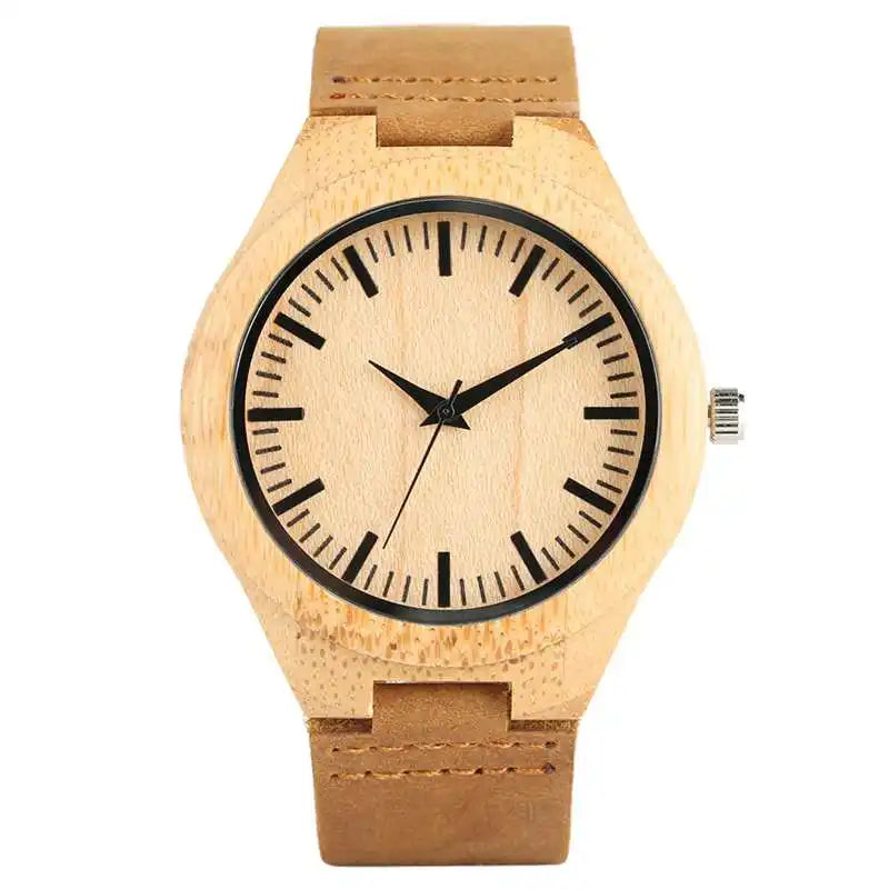 Creative rectangle dial wood watch natural handmade light bamboo fashion men women casual quartz wristwatch genuine