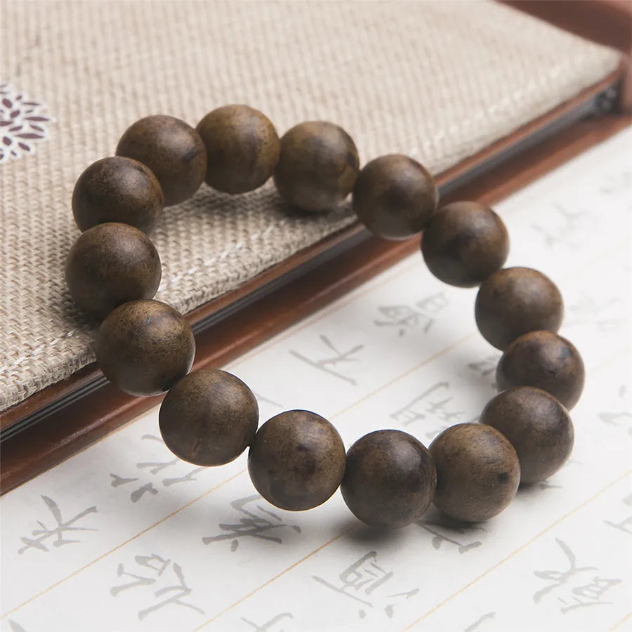 Natural fragrant agilawood aloeswood beads bracelet prayer round wood 16mm charms stretch aaaaaa