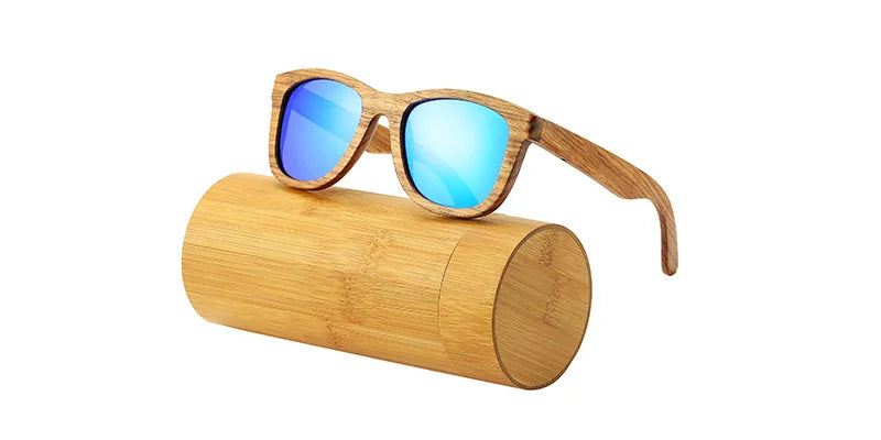 An swallow retro polarized zebra wood sunglasses uv400 luxury brand design men handmade wooden sun glasses women - blue