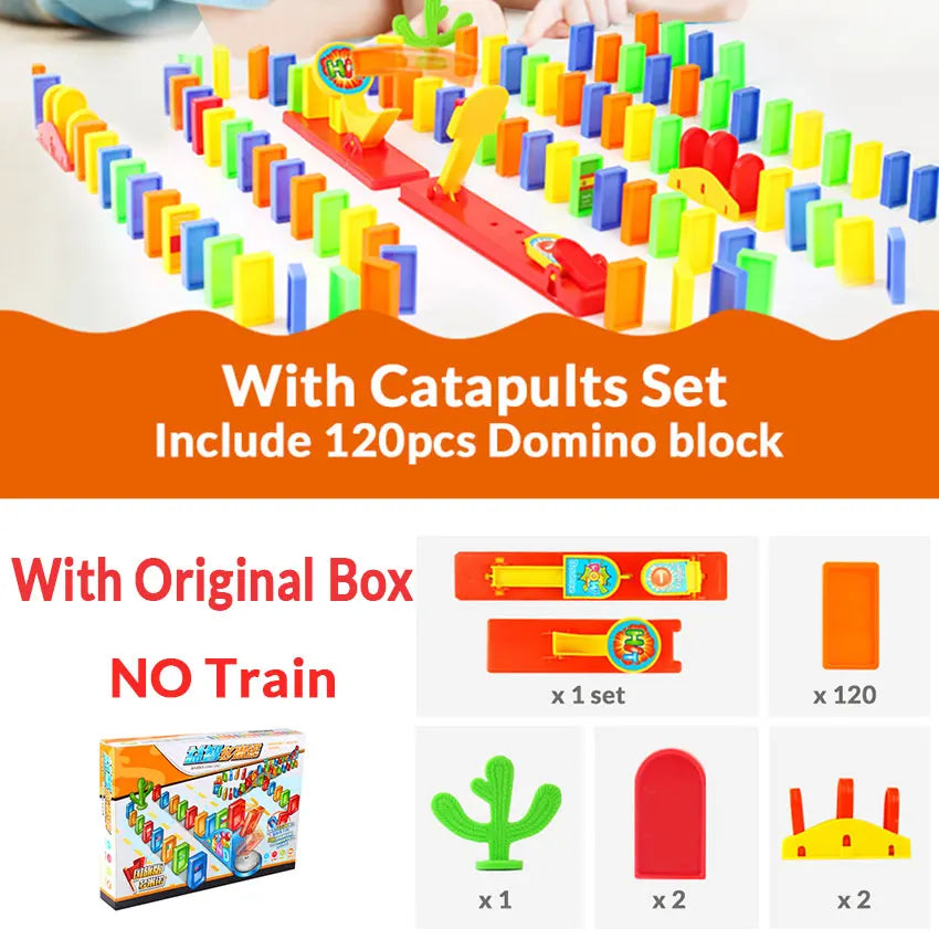 Automatic laying domino brick train car set sound light kids colorful plastic dominoes blocks game toys gift for girl