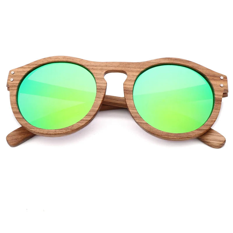 New 100% real zebra wood sun glasses women round wooden sunglasses men polarized lenses driving uv400 gafas de sol