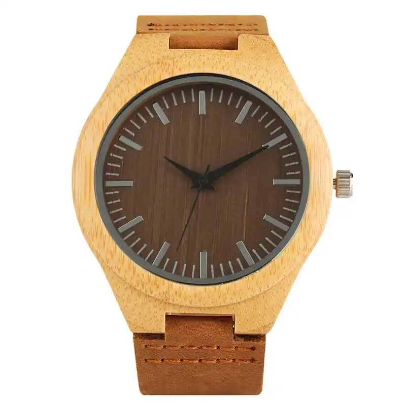 Creative rectangle dial wood watch natural handmade light bamboo fashion men women casual quartz wristwatch genuine