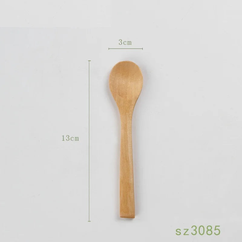 500pcs/lot 13/15/17cm mini wooden spoon kitchen cooking teaspoon condiment utensil coffee kids ice cream tableware