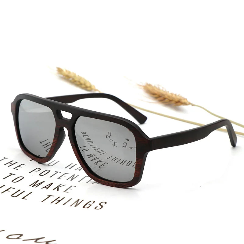 Retro men polarized wood sunglasses pilot style high quality handmade natural wooden glasses uv400