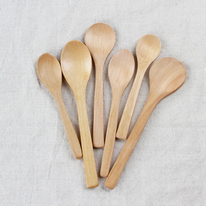 500pcs/lot 13/15/17cm mini wooden spoon kitchen cooking teaspoon condiment utensil coffee kids ice cream tableware