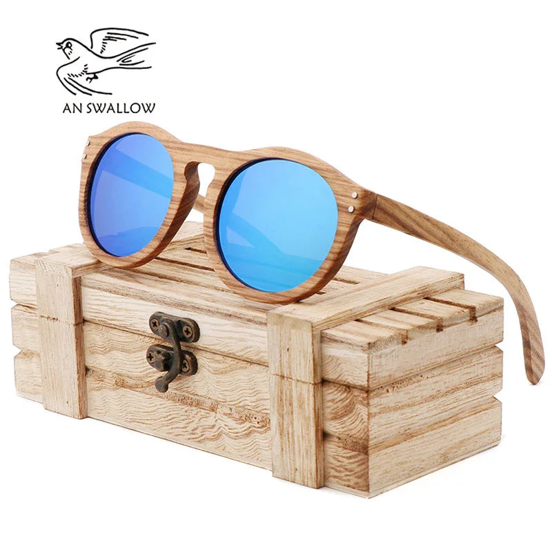 2021 zebra wood retro style sunglasses for men and women round vertebrae shape frame uv400 yellowlens oculos gafas