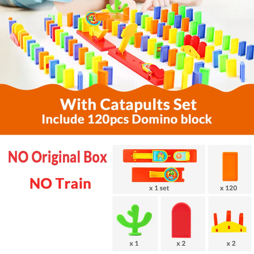 Automatic laying domino brick train car set sound light kids colorful plastic dominoes blocks game toys gift for girl