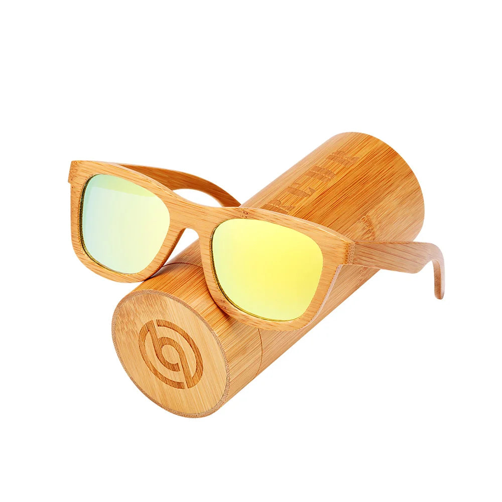 Barcur retro men sun glasses women polarized sunglasses bamboo handmade wood beach wooden oculos de sol - gold box