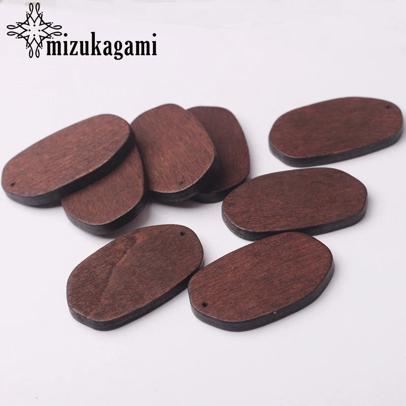 Natural wooden geometric oval shape charms pendant 24*39mm 6pcs/lot for diy fashion earrings making accessories