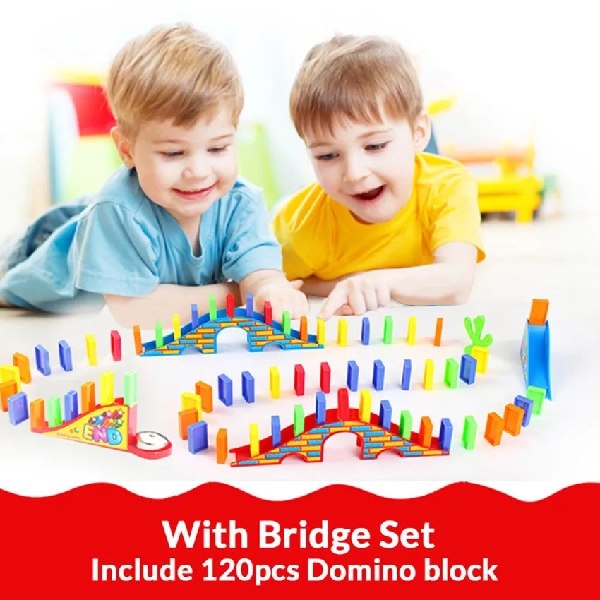 Automatic laying domino brick train car set sound light kids colorful plastic dominoes blocks game toys gift for girl