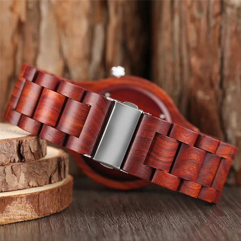 100% nature red sandalwood full wooden bangle watches simple men’s handmade wood quartz-watch bamboo wrist watch reloj
