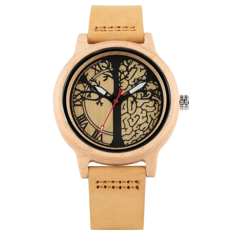 Natural all bamboo wood clock women watches top brand luxury quartz ladies dress watch wooden brangle for gifts