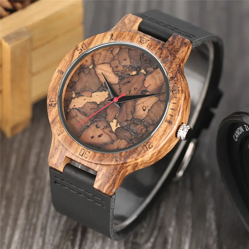 Modern wooden wristwatch creative burned paper style charming retro bamboo watch casual male female clock relogio