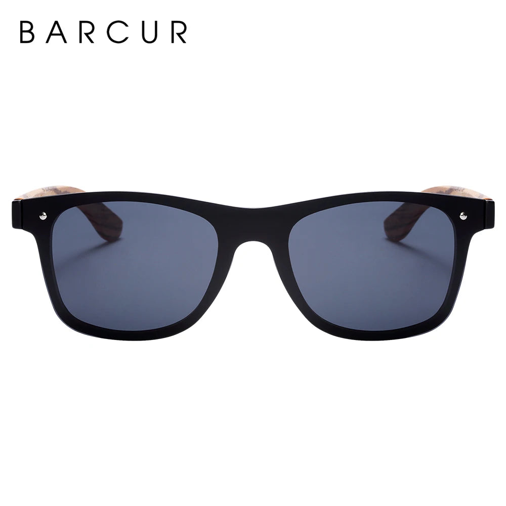 Barcur luxury vintage sun shade men wooden sunglasses uv400 protection fashion square glasses women