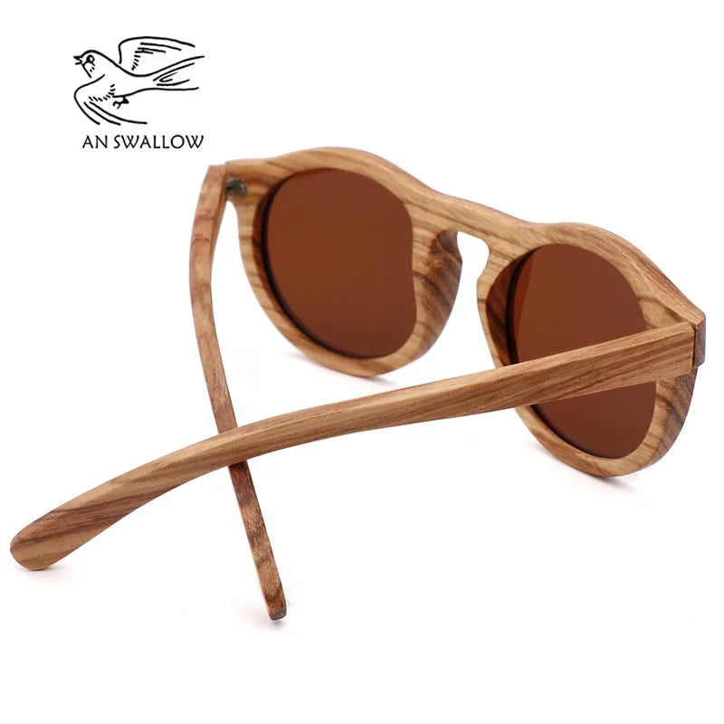 2021 zebra wood retro style sunglasses for men and women round vertebrae shape frame uv400 yellowlens oculos gafas