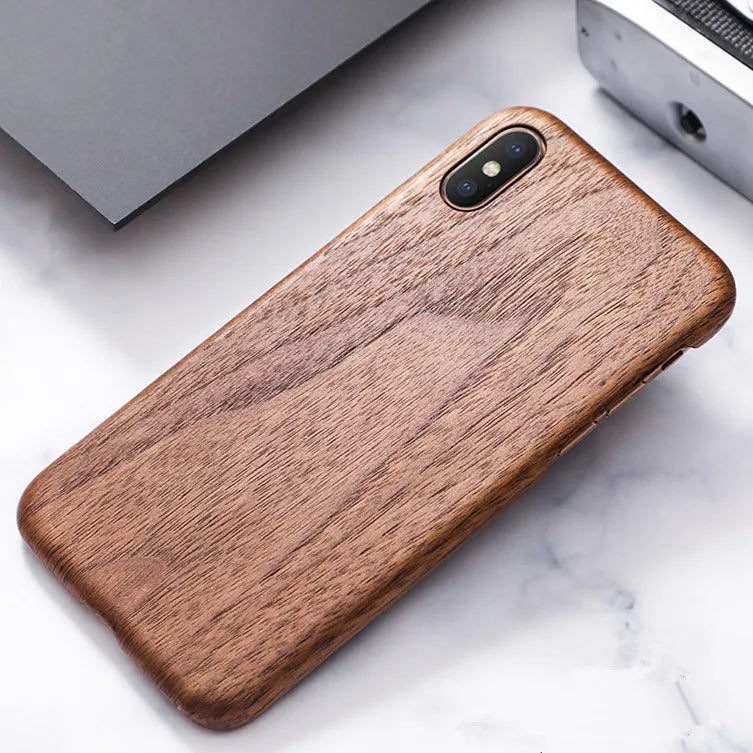 For apple iphone 14 pro 13 12 mini 11 x xs max xr walnut enony wood rosewood mahogany wooden back case cover - walnut