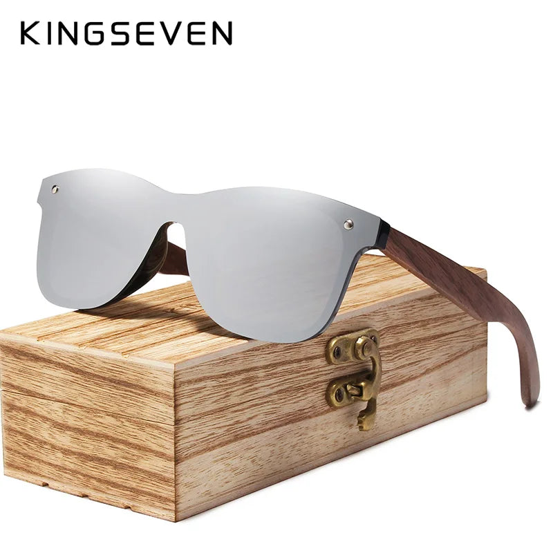 Kingseven uv400 sunglasses for men polarized walnut wood handmade sun glasses high quality protection women eyewear