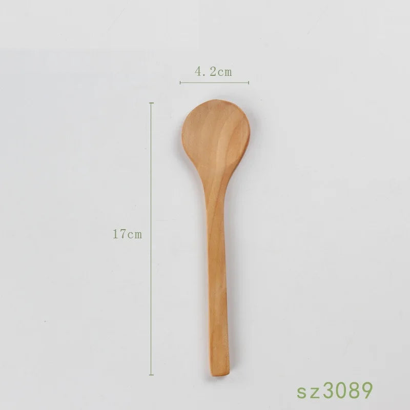 500pcs/lot 13/15/17cm mini wooden spoon kitchen cooking teaspoon condiment utensil coffee kids ice cream tableware