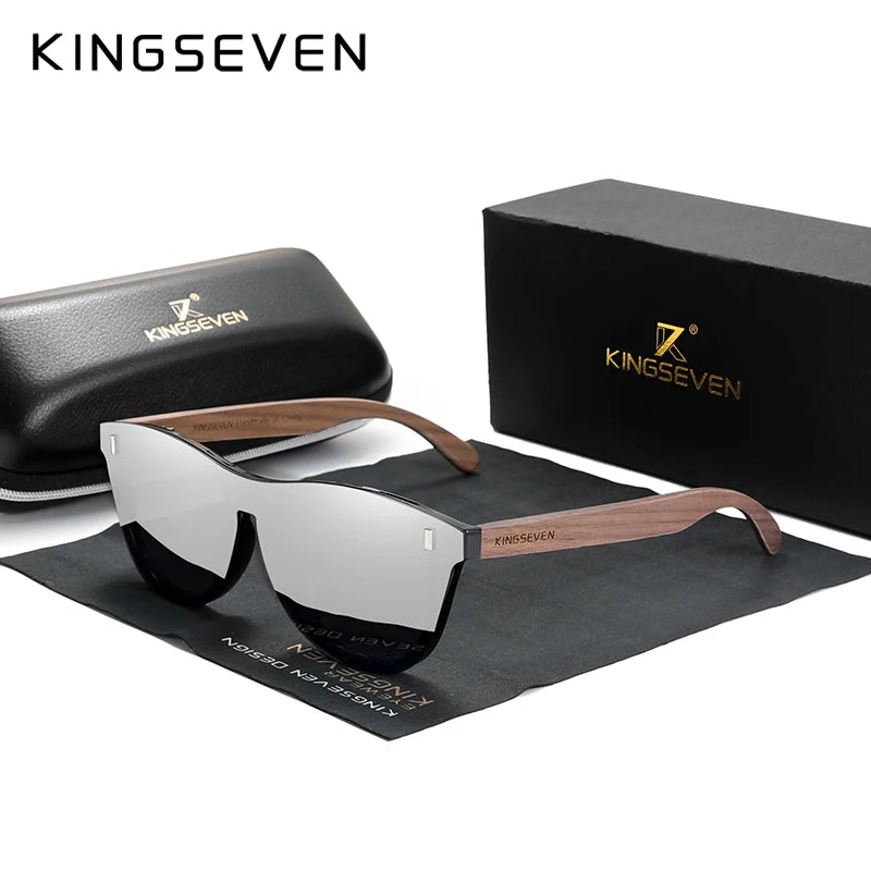 Kingseven exclusive design vintage men’s glasses walnut wooden sunglasses uv400 protection fashion square sun glasses