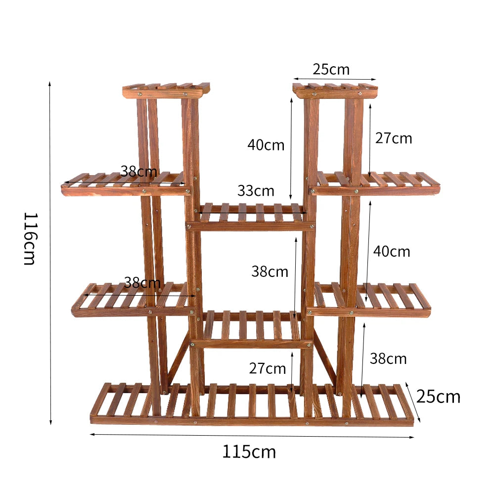 Unho multi-tier plant stand 46in height wood flower rack holder 16 potted display storage shelves indoor outdoor