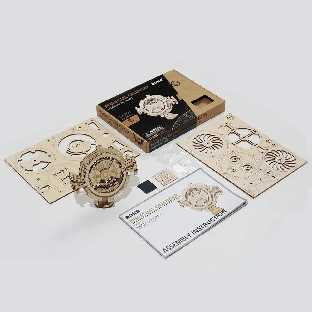 Robotime creative diy perpetual calendar wooden model building kits assembly toy gift for children adult 3d puzzle lk201