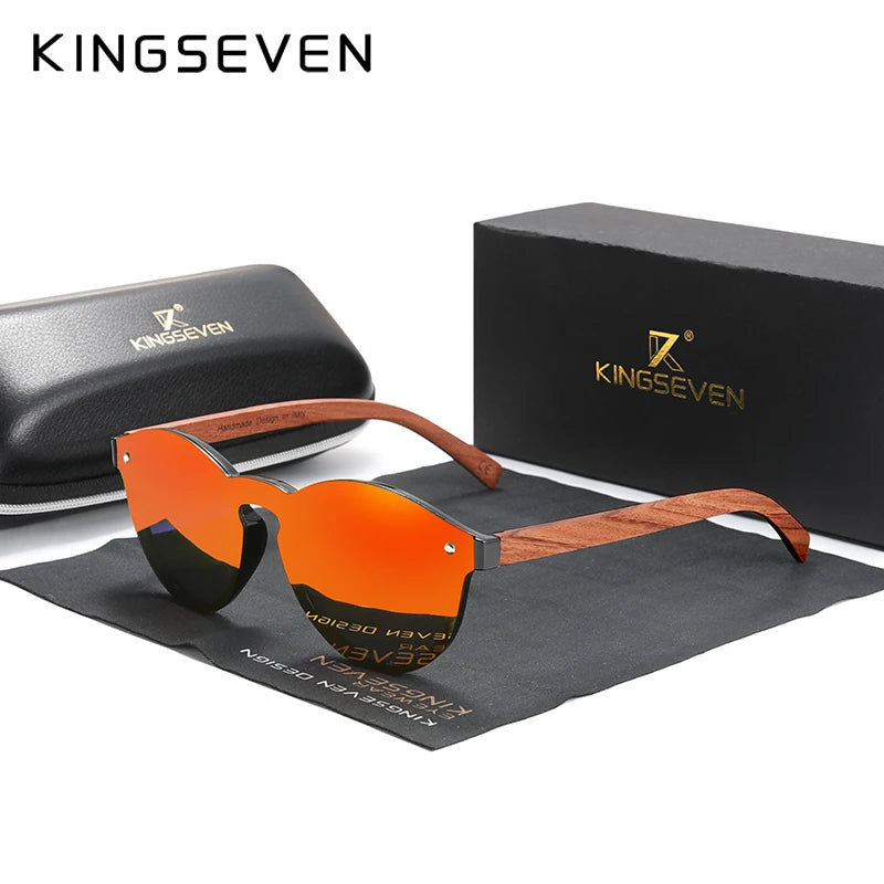 Natural wooden sunglasses kingseven bubinga men’s polarized glasses fashion sun original accessories - red bubinga wood