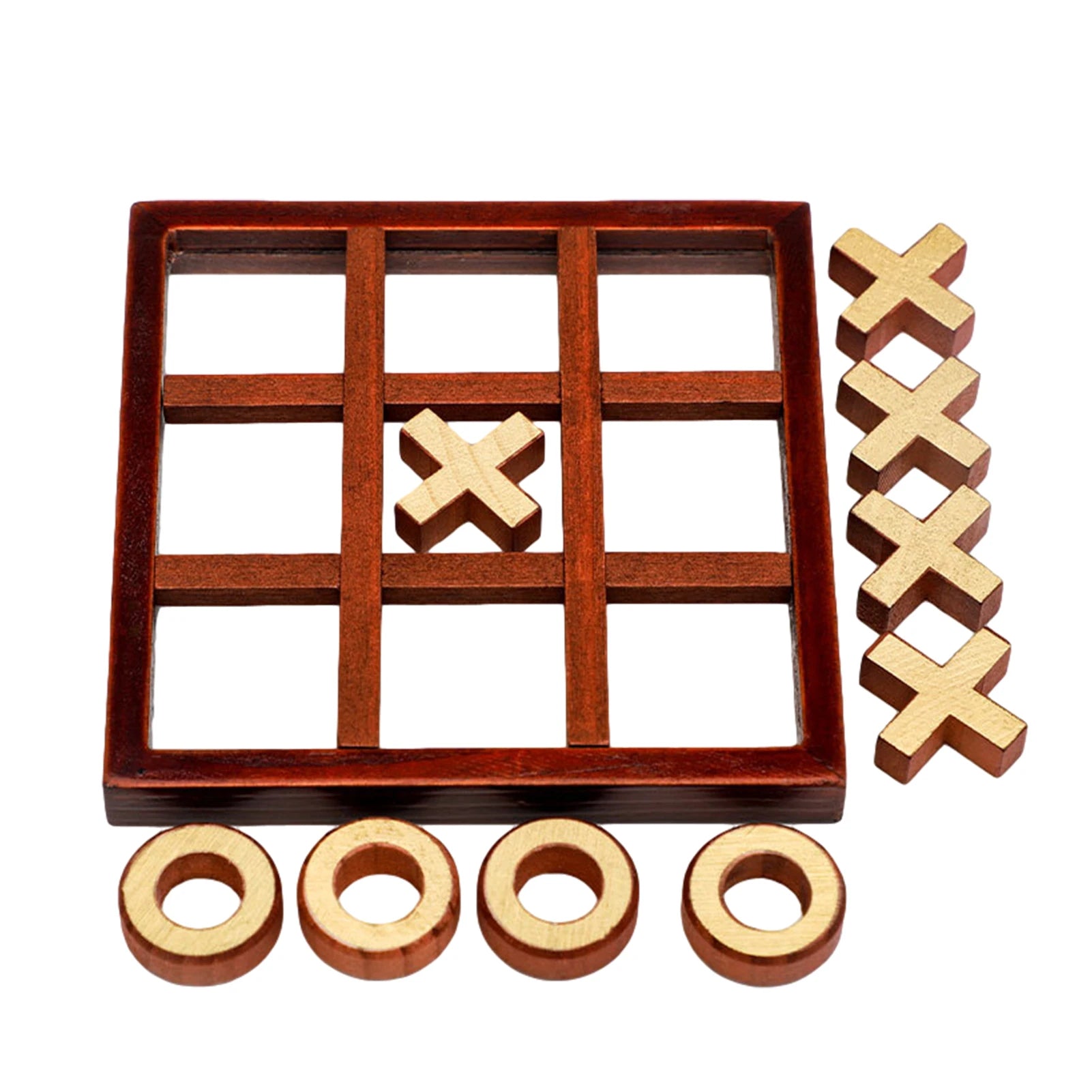 Classic board game family noughts and crosses wooden set for parties guests - tic tac toe