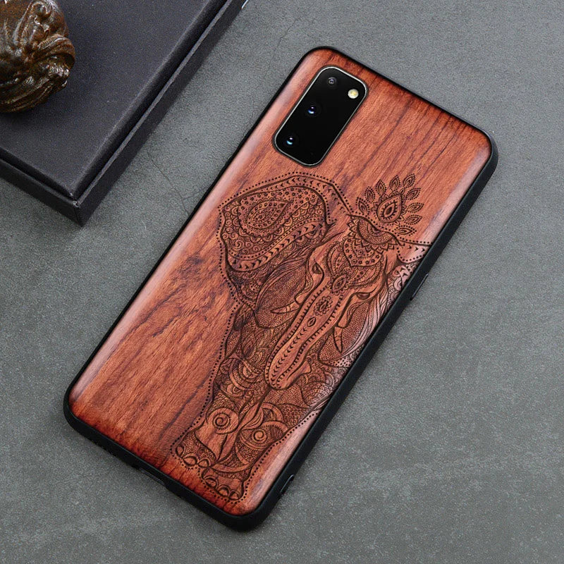 Natural wood wooden tpu case for samsung galaxy s25 ultra s24 s23 s21 s20 fe note20 cover phone shell skin bag - color 4