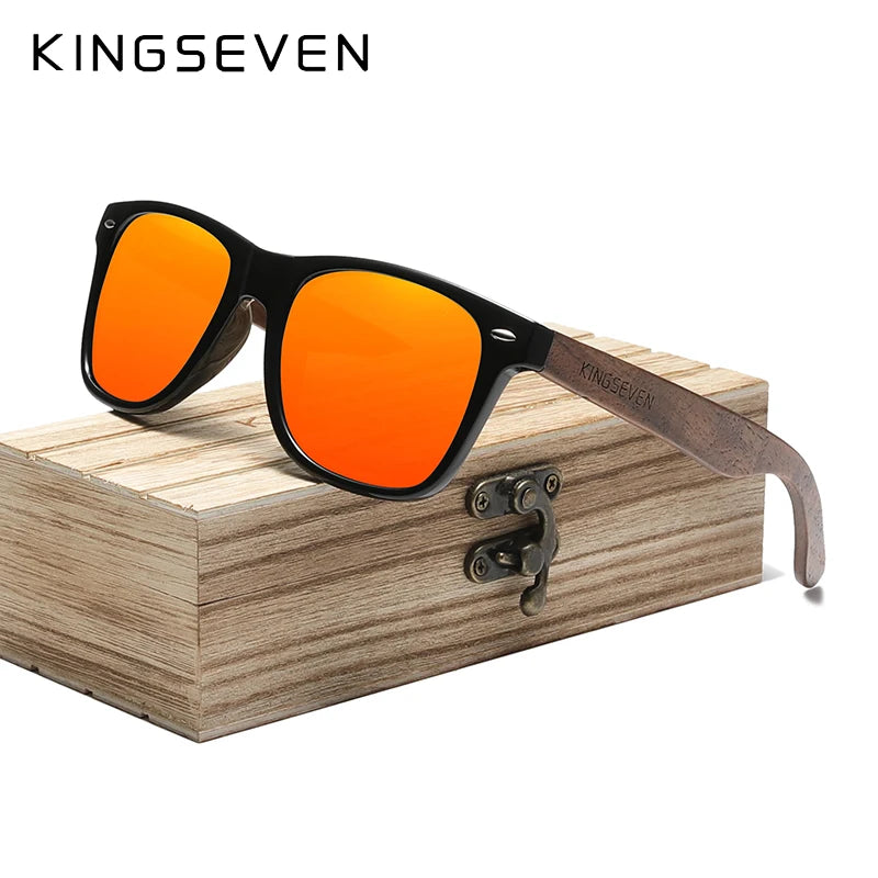 Kingseven walnut wooden polarized sunglasses men/women uv protection glasses natural wood handmade eyewear fashion