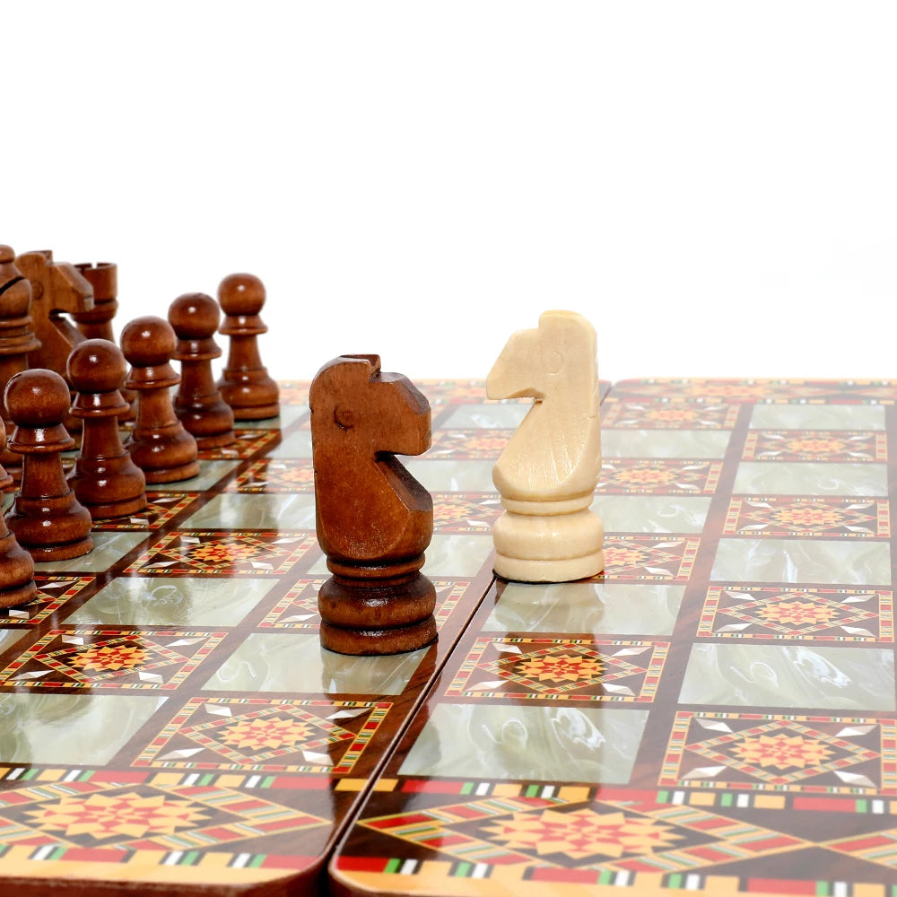 Chess backgammon foldable 40x40cm intellectual entertainment game portable 3-in-1 board multiple modes luxury knight