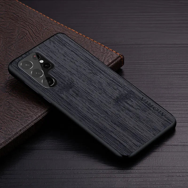Case for samsung galaxy s24 s25 s22 s23 ultra plus edge fe coque bamboo wood pattern leather cover funda samsung s24
