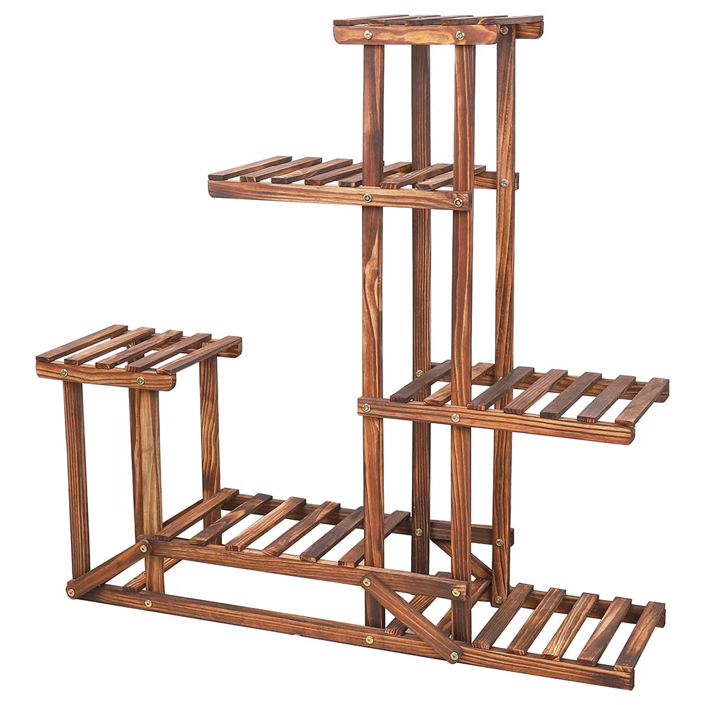 6 tiered wood plant flower stand shelf planter pots shelves rack holder display for multiple plants indoor outdoor