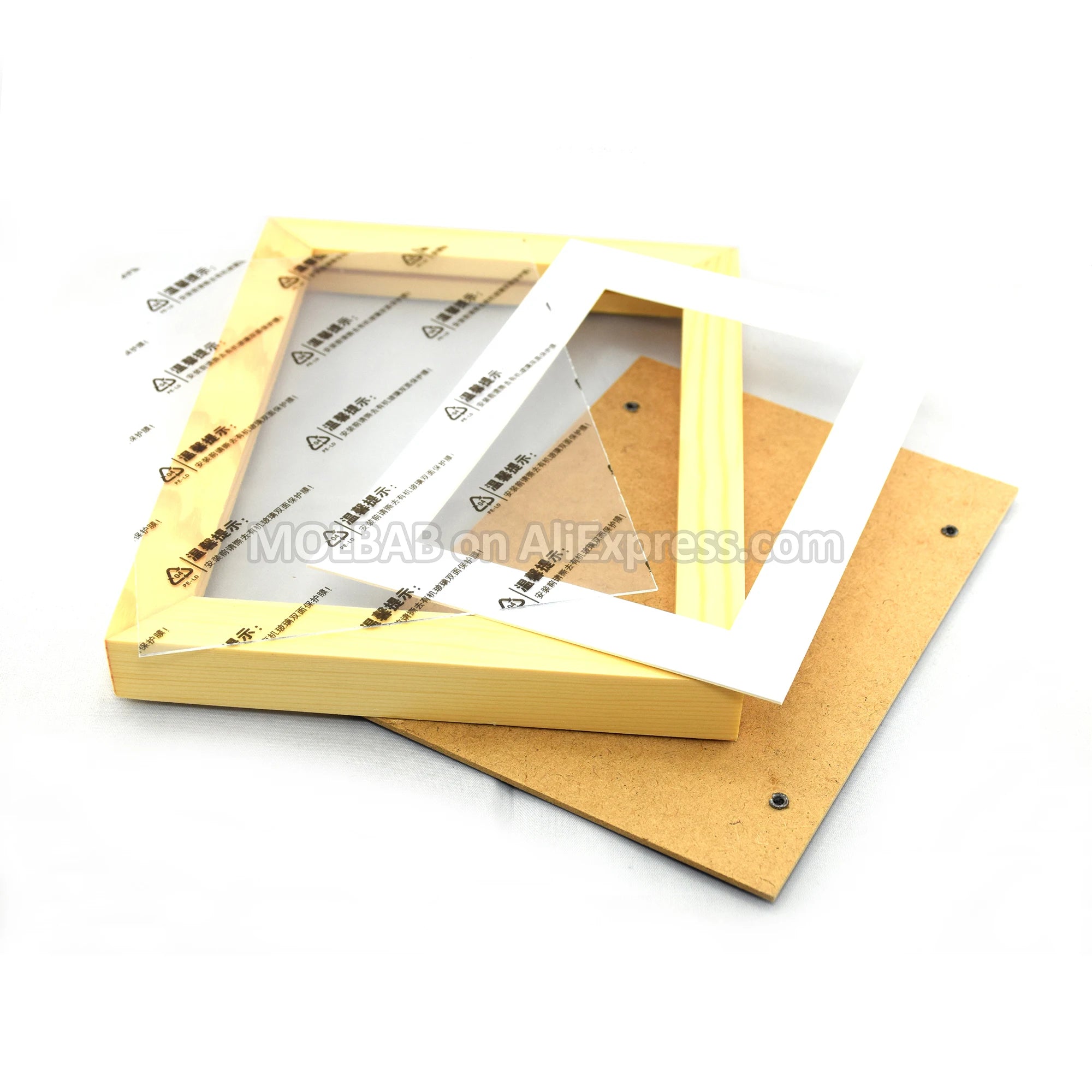 Wooden wall mounted picture frame modern brief style flat molding border with photo mat decoration 7/12/16 inch