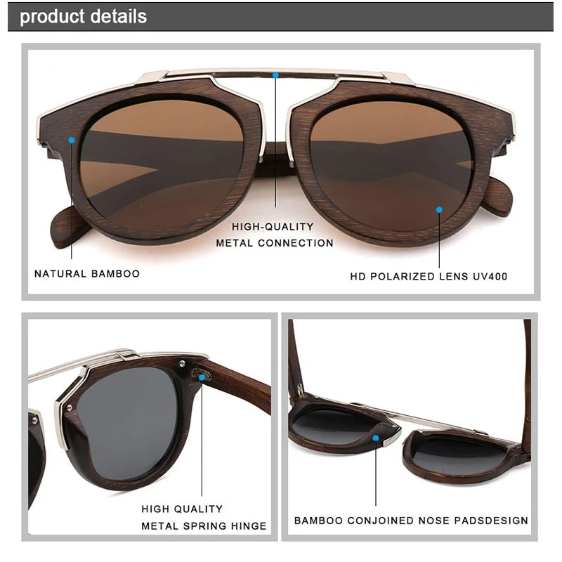 2020 high quality luxury designer sunglasses men driving sunglasses polarized uv400 bamboo wood sun glasses eyewear