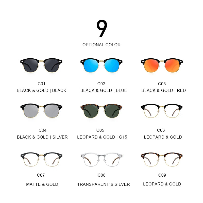 Merrys design classic wooden sunglasses for men women polarized uv400 protection semi-rimless retro eyewear handmade