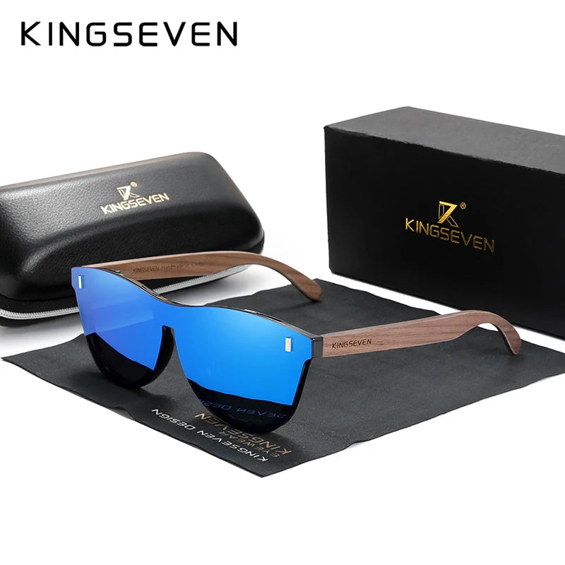 Kingseven exclusive design vintage men’s glasses walnut wooden sunglasses uv400 protection fashion square sun glasses