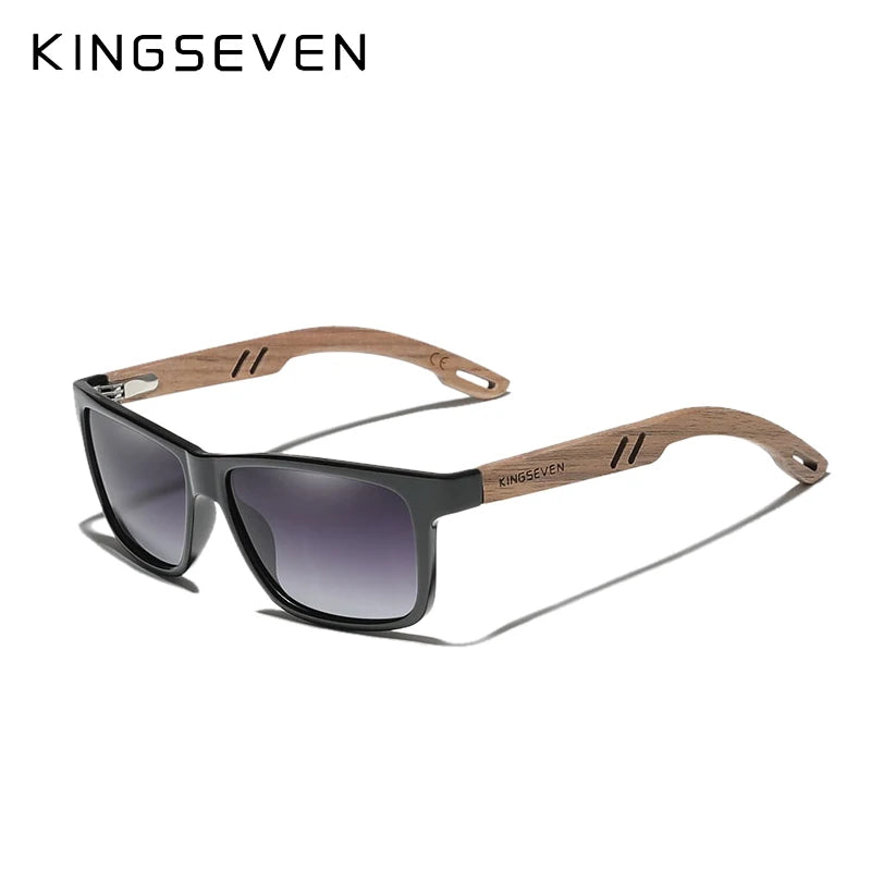 Kingseven brand tr90 natural walnut wooden sunglasses for men polarized uv400 lens retro women glasses reinforced hinge