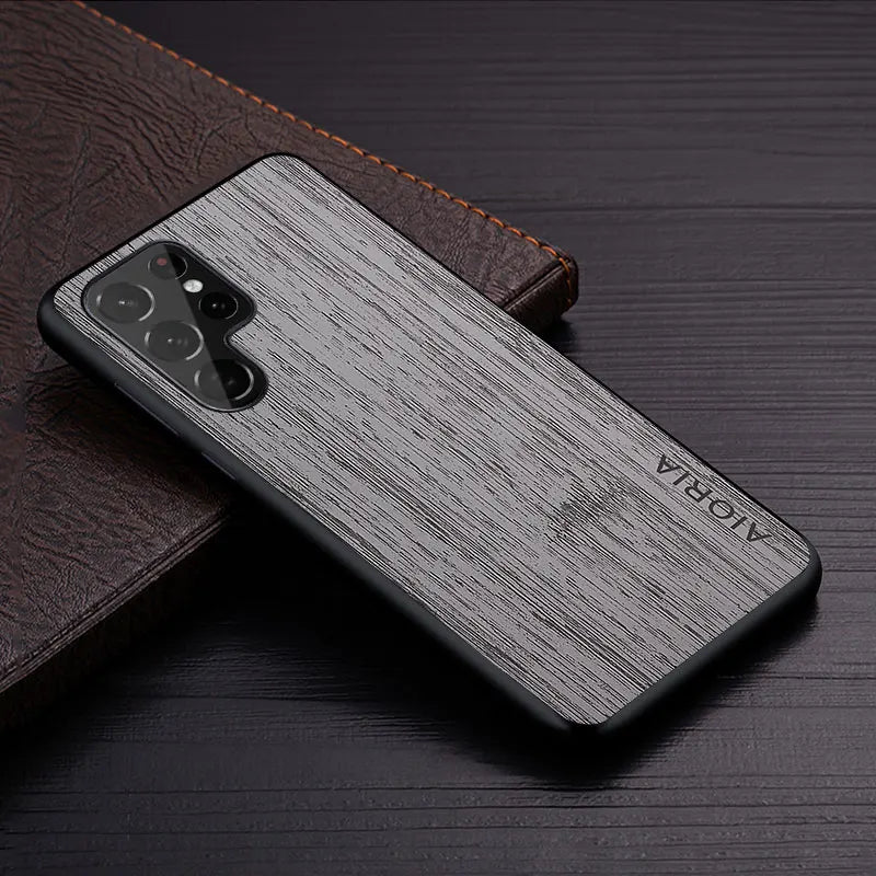 Case for samsung galaxy s24 s25 s22 s23 ultra plus edge fe coque bamboo wood pattern leather cover funda samsung s24