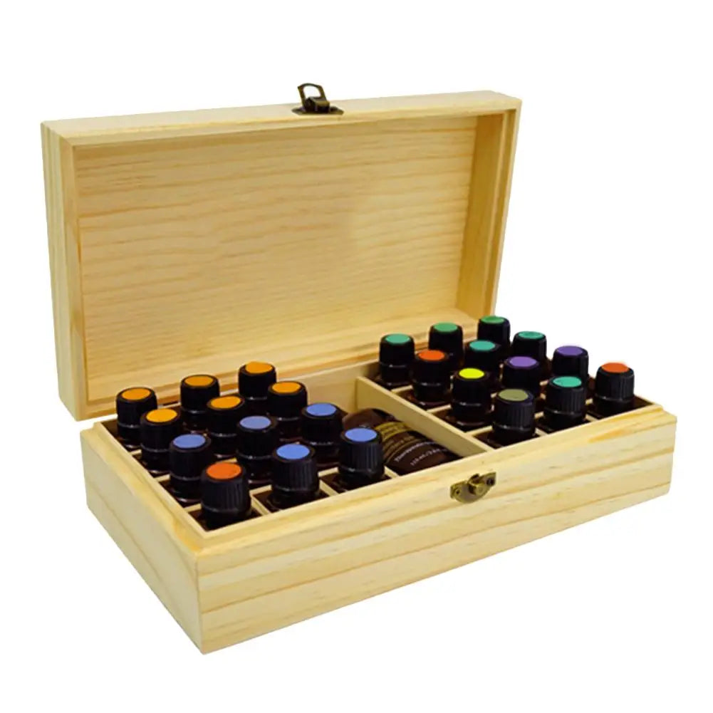 25 grids bamboo essential oil storage box organizer diy protective wooden case travel perfume bottles protect container