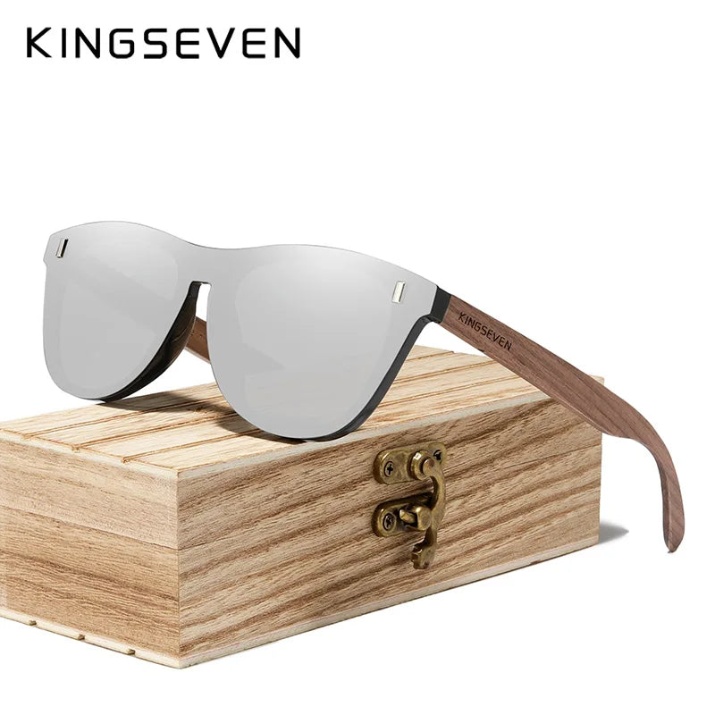 Kingseven handmade black walnut sunglasses wood polarized men women uv400 protection original accessories
