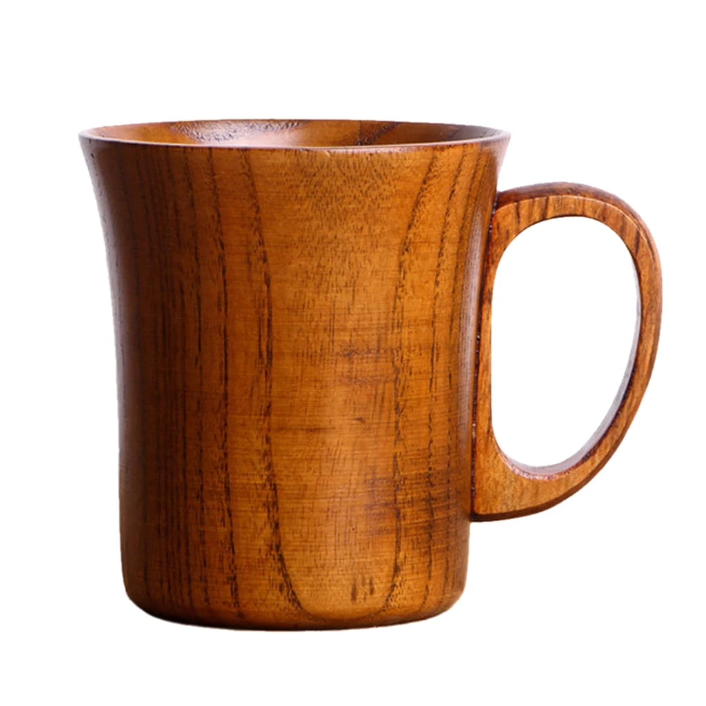 Wood cup mug beer coffee tea juice milk tankard handcrafted for camping picnic home office party accessories - style 1