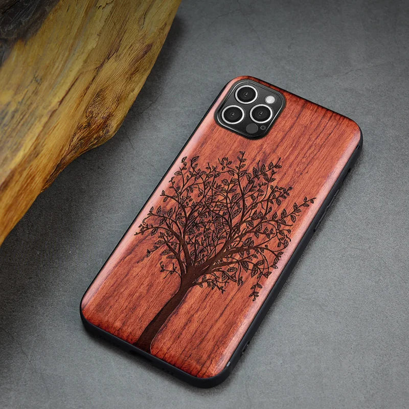 Real wood phone case for iphone 15 pro max shockproof wooden cover 11 12 13 14 xr xs 7 8 plus funda - color 9