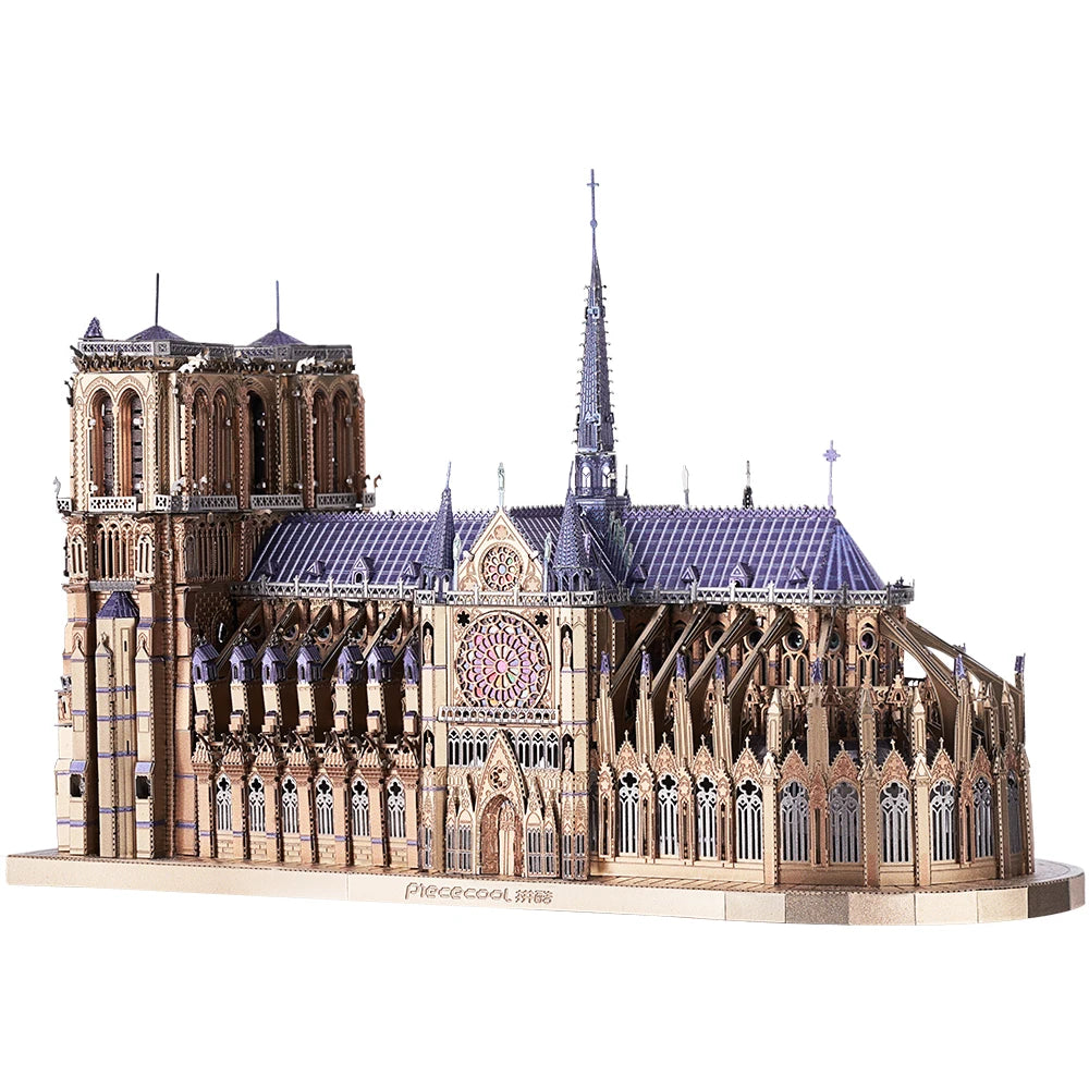 Piececool 3d metal puzzles jigsaw notre dame cathedral paris diy model building kits toys for adults birthday gifts