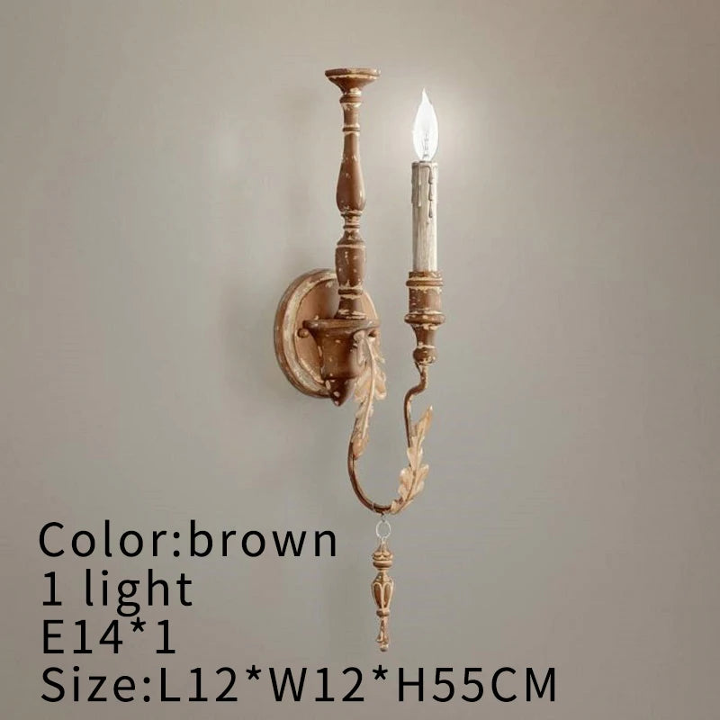 Retro white wooden wall lamps french american wood sconce lights in farmhouse living room corridor bedroom hallway