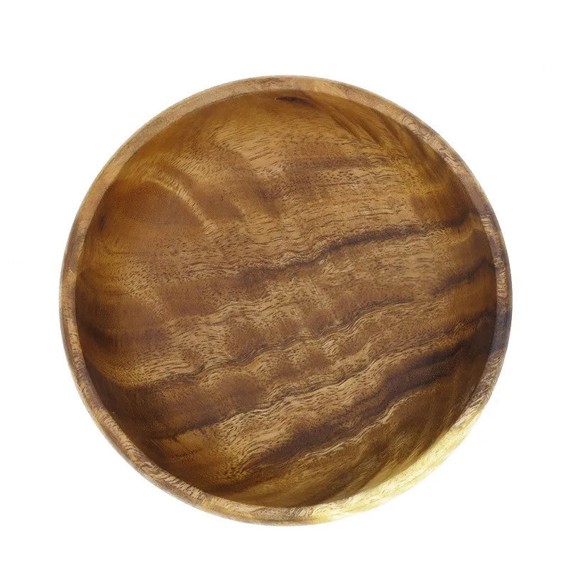 Japan style solid wood retro bowl acacia kitchenware lidded large soup/ramen/milkshake tableware kitchen supplies