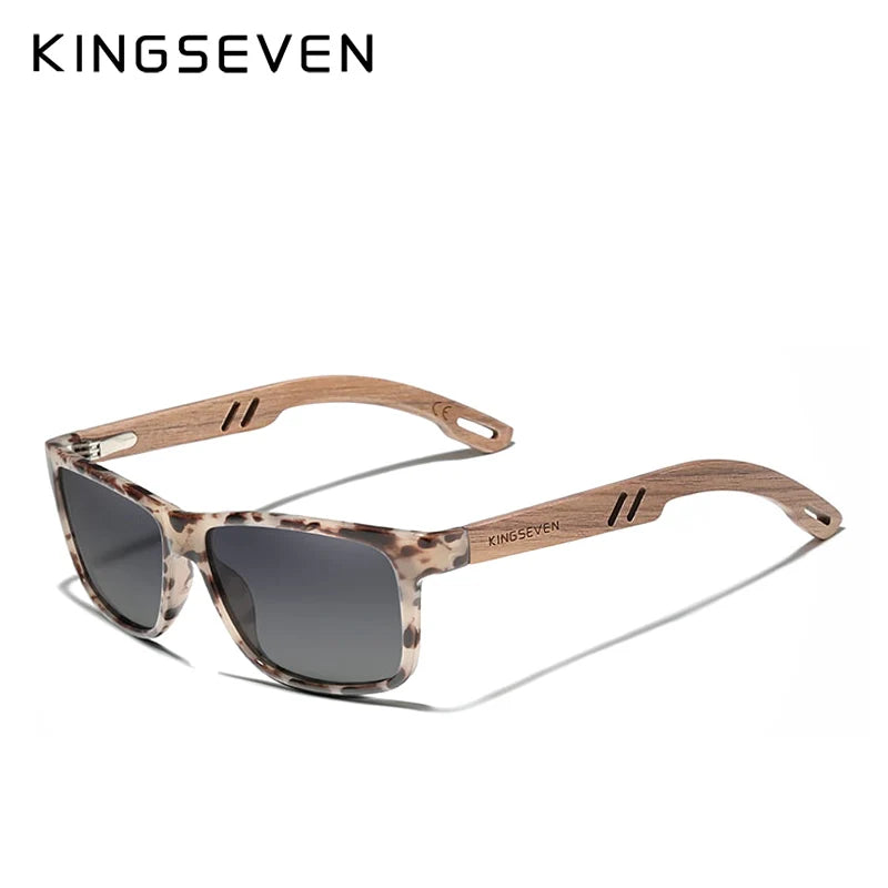 Kingseven brand tr90 natural walnut wooden sunglasses for men polarized uv400 lens retro women glasses reinforced hinge