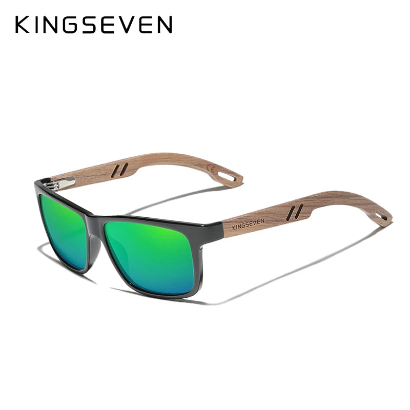 Kingseven brand tr90 natural walnut wooden sunglasses for men polarized uv400 lens retro women glasses reinforced hinge