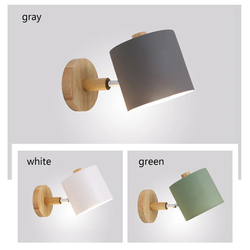 Nordic modern e27 led wall lamp with switch and eu us plug adjustable wood sconces light indoor home decor bedside