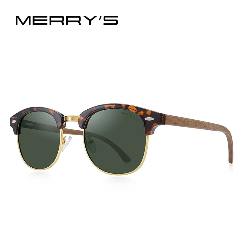 Merrys design classic wooden sunglasses for men women polarized uv400 protection semi-rimless retro eyewear handmade